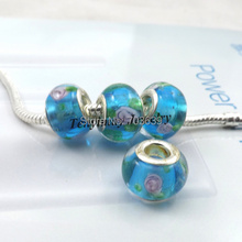 Wholesale 100pcs 15x10mm European Big Hole Flower Glass Beads Free Shipping 2024 - buy cheap