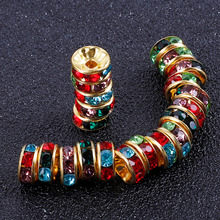 HOT 50Pcs 8MM Multicolor Rhinestone Rondelles Crystal Bead Loose Spacer Beads For DIY Jewelry Making Accessories 2024 - buy cheap