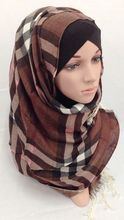 Hot Sale big size 180*70cm check Cotton Twill muslim headScarf arabic long scarf 2024 - buy cheap