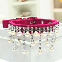 ETHIN Fashion Female Wedding Pet Products for Cat Velvet Crystal Pearl Necklace Luxury Jewelry dog pet cat collar 5 color 3 size 2024 - buy cheap