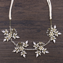 Diademas de Tiara con flores doradas para mujer, joyería para el cabello, diademas nupciales de cristal, accesorios para el cabello de boda 2024 - compra barato
