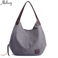 Aelicy Брендовые женские холщовые сумки, однотонные женские сумки с несколькими карманами, высококачественные женские сумки на одно плечо, винтажные сумки 2024 - купить недорого