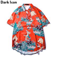 Dark Icon-camisa tradicional china para hombre, camisa de manga corta, Hip Hop, roja 2024 - compra barato