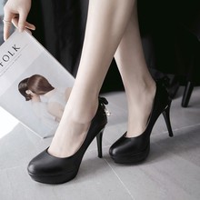 Zapatos de tacón alto para mujer de talla grande 14, zapatos de tacón alto para mujer, zapatos de tacón alto con cabeza redonda impermeables para mujer 2024 - compra barato