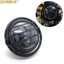 Zorbyz farol dianteiro com luzes led de metal, cor preta, com grelha, suporte lateral, honda yamaha suzuki 2024 - compre barato