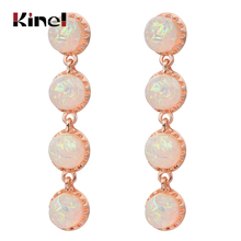 Kinel Luxury Rose Gold Opal Earrings For Women Fashion Boho Drop Earrings Party Wedding Jewelry 2018 New 2024 - buy cheap