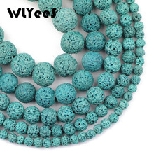 WLYeeS Factory price Lake blue Rock Lava Stone Beads 4 6 8 10 12mm Round Loose Beads Natural Stone f Jewelry Bracelet Making DIY 2024 - buy cheap