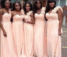 Simple Long Chiffon Blush Pink Bridesmaid Dresses 2022 A-Line Vestido De Festa De Casamen Formal Party Prom Dresses 2024 - buy cheap