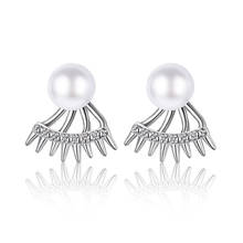 925 Sterling Silver After Hanging Type Pearl Stud Earrings Women Simple Fashion Jewelry 2024 - buy cheap