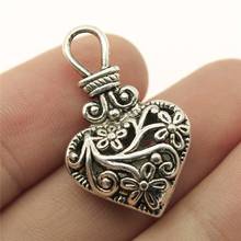 WYSIWYG 3pcs 31x19x9mm 3D Heart Charm Charms Flower Pattern 3D Flowers Heart Hollow Charm Vintage Hollow Flowers Heart Charms 2024 - buy cheap