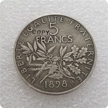 1898, копия монеты с рисунком во Францию в 5 франков 2024 - купить недорого