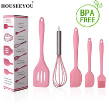 HOUSEEYOU 5PCS Silicone Cooking Tools Baking Accessories Heat-Resistant Kitchen Utensil Set Non-Stick Spatula Turner Ladle Spoon 2024 - buy cheap