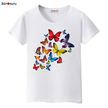 Bgtomato-Camiseta de mariposa colorida para mujer, ropa encantadora, camisetas geniales, camisetas de marca, camiseta kawaii para amantes, camiseta de talla grande 2024 - compra barato