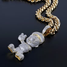 Hip Hop Bling Ice Out AAA CZ Stone Gold Color Cartoon character Mario Men Pendants Necklaces for Male Rapper Jewelry 2024 - buy cheap