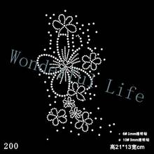 Free Shipping flower  with dots image   rhinestone Iron On bling transfer  design motif Trim 2024 - buy cheap