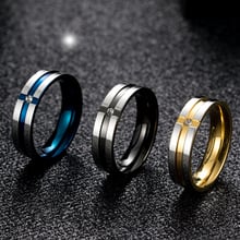 Hot Cross Ring for Women and Men Blue Black Gold Color Stainless Steel Wedding Ring Quality Polished Faith 1 Stone Ring 2024 - buy cheap