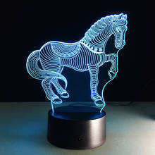 USB Novelty Gifts 7 Colors Changing Animal Horse LED Night Lights 3D LED Desk Table Lamp as Home Decoration  Galloping Horse 2024 - buy cheap