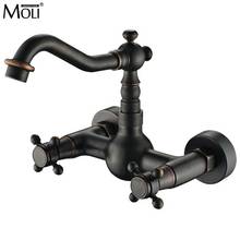 Wall Mounted Kitchen Sink Faucet Oil Rubble Bronze Black Sink Water Mixer American Style Hot and Cold Water Tap ML24 2024 - buy cheap