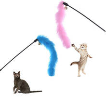 Случайный цвет кошка палка интерактивная игрушка для кошек перо интерактивная игрушка турецкие перья Tease кошки палка Красочные товары для домашних животных 2024 - купить недорого