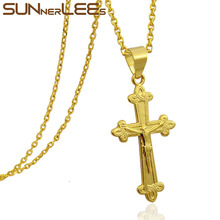 SUNNERLEES Fashion Jewelry Mens Womens Gold-Color Christs Jesus Cross Pendant Necklace Optional Chain P30 2024 - buy cheap