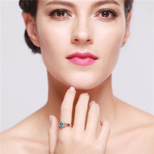 Женское кольцо с голубыми и розовыми камнями Almei, необычное ювелирное изделие серебристого цвета, свадебные аксессуары, Y3310 2024 - купить недорого