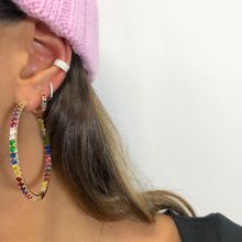 2021 Gold Color Top Quality Delicate Colorful Cz Hoop Multi Color Stone Romantic Chic Gorgeous Women Ladies Rainbow Hoop Earring 2024 - buy cheap