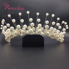 New Design Floral Headband Handmade wedding tiara hair wear Pearl Women hairband Tiara Bride Jewelry Wedding Accessories RE590 2024 - buy cheap