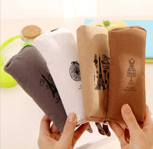 Retro Towers Linen Pencil Bag Students Paris Style Pencil Cases Stationery Material Escolar Office Supplies New Arrival 2024 - buy cheap