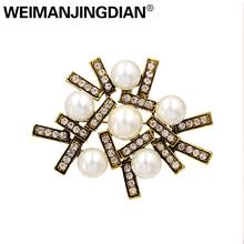 WEIMANJINGDIAN New Arrival Antique Gold Color Simulated Pearl Retro Brooch Pins for Women's Fashion Clothing Accessories Jewelry 2024 - buy cheap