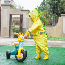 2-4 Years Children Fashionable Waterproof Jumpsuit Raincoat Hooded Cartoon Dinosaur Kids One-Piece Rain Coat Baby Tour Rain Gear 2024 - buy cheap