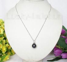 Collar con colgante de perlas de tahitiano, 14MM, Negro, Mar del Sur, 925ss 2024 - compra barato