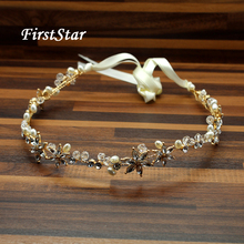 Handmade Long Rhinestone Women Hair Band Luxury Brand Pearl Bridal Ornament Gold Crystal Bead Flower Wedding Headband For Brides 2024 - buy cheap