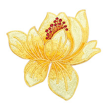Aplique bordado de flor de lótus, remendo em ferro, costura em remendo, artesanato, reparo de costura, 8 cores, 1 peça 2024 - compre barato