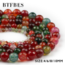 BTFBES Faceted Round Tourmaline Carnelian Beads Natural Stone 4 6 8 10mm Colorful Loose Beads Ball Jewelry Bracelet Making DIY 2024 - buy cheap