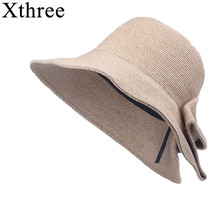 Xthree Good quality Girls Summer hat women Raffia straw cap Ladies Big brim Sun hat  hat for women beach hat 2024 - buy cheap