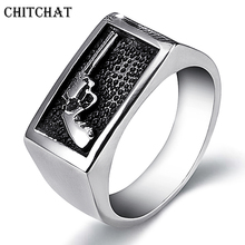 316L Stainless Steel Size 8-12 Cool Silver Color Polishing Motorcycle Cowboy Biker With Gun Ring For Man Punk Gift Drop Ship 2024 - buy cheap