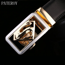 PATEROY-Cinturón de cuero de alta calidad para hombre, cinturón con hebilla automática, color negro 2024 - compra barato