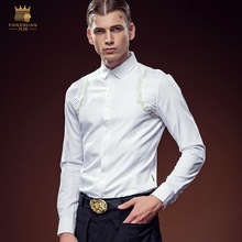 FANZHUAN-Camisa de manga larga para hombre, ropa de marca de diseñador, bordada, Blanca, para otoño, envío gratis, 612151 2024 - compra barato