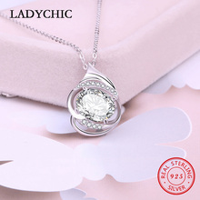 LADYCHIC de Plata de Ley 925 Collar de plata para las mujeres de lujo grande forma Oval AAA + colgante de circón Festival joyería para fiesta y boda LNS1026 2024 - compra barato