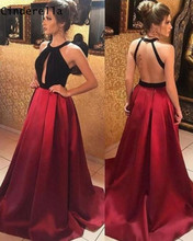 Cinderella Halter Backless Sleeveless Floor Length A-Line Satin Prom Dresses Simple Style Open Back Party Gown For Prom 2024 - buy cheap