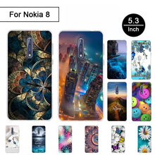Silicon Case For Nokia 8 Back Phone Cover Soft TPU Cases For Nokia 8 5.3 inch Painted Pattern Cover Cartoon Cute Flower Shells 2024 - buy cheap
