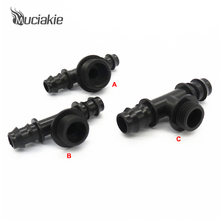 Muciakie rosca farpada com 1 peça de 1/2 "(3/4") a 16mm (20mm), tubulação de rega pe conector t para micro acessórios de irrigação farpado 2024 - compre barato