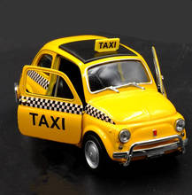 1:36 scale high imitation alloy model car,Fiat 500 Taxi pull back car toy,metal diecasts 2 open door toy vehicle,free shipping 2024 - buy cheap