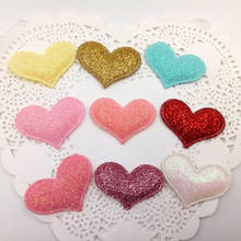 20pcs/lot sew on Glitter felt patches for clothes 2.8x3.8cm heart shape Padded Applique for scrapbooking accessories 2024 - buy cheap