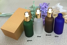 4pcs 50ml frosted glass bottle empty  dropper bottle With wooden box,gold cap essential oil bottle, perfume subpackage jar 2024 - buy cheap