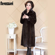 Nerazzurri Real Mink Fur Coat For Women China Turn-down Collar Long Luxury Ladies Russian Natural Mink Coats Plus Size 5XL 6XL 2024 - buy cheap