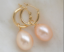 > AA++ 12mm pink DRIP FRESHWATER PEARL DANGLE EARRING 14KGP 2024 - buy cheap