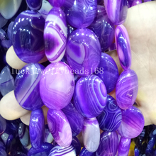 Free Shipping Fashion Jewelry 22x30mm Beautiful Purple Stripes Chalcedony Oval Loose Beads 13pcs FG7185 2024 - buy cheap