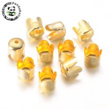 Iron Bead Caps, Flower, 4-Petal, Golden Color, about 6.5mm in diameter, 7mm thick, hole: 1mm 2024 - buy cheap