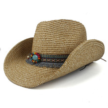 Sombrero de paja con borlas para Hombre y mujer, Sombrero de paja de 100%, bohemios, con borlas, para playa, Jazz, tamaño 56-58CM 2024 - compra barato